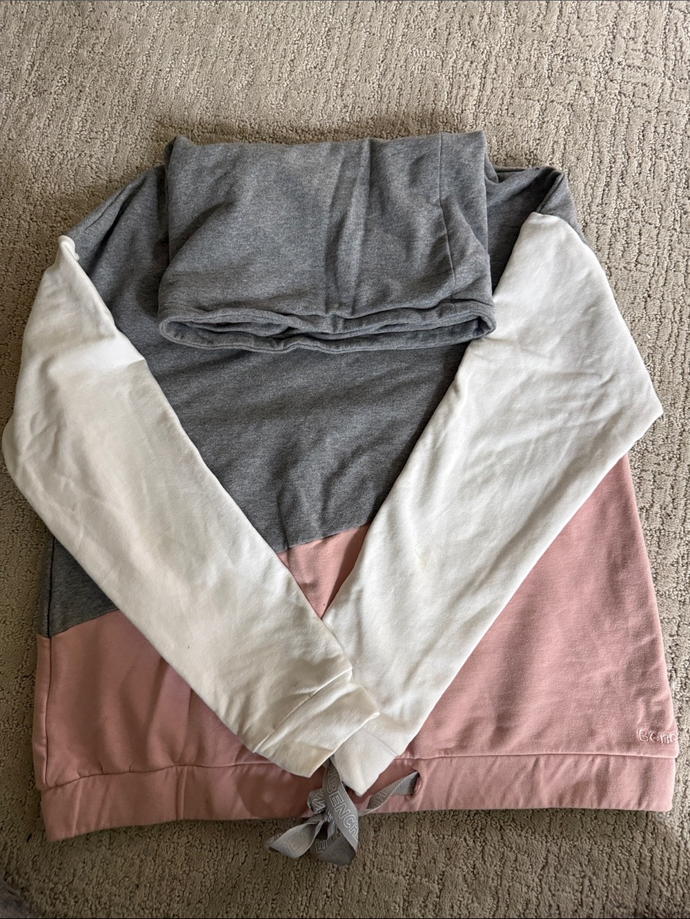 Bench Colorblock Hoodie - Gray, White, Pink
